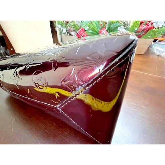 LOUIS VUITTON Monogram Vernis Tote Patent Leather Wilshire MM Amarante Burgundy - Picture 12 of 16